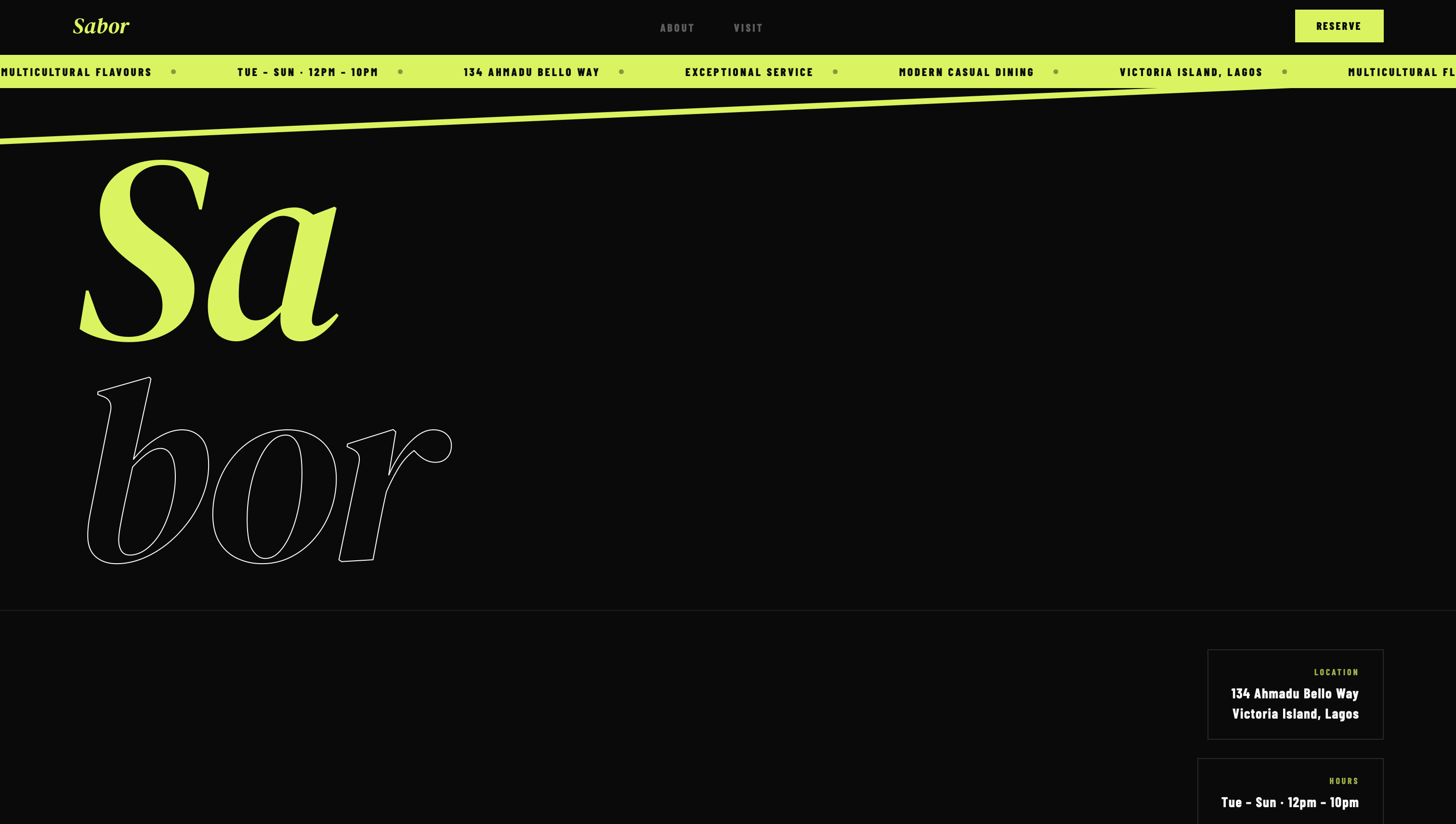 Sabor website screenshot